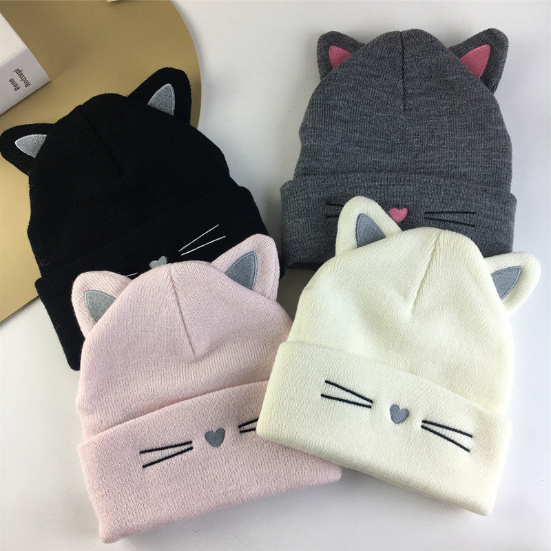 Cute Cat Ear Knitted Winter Hat