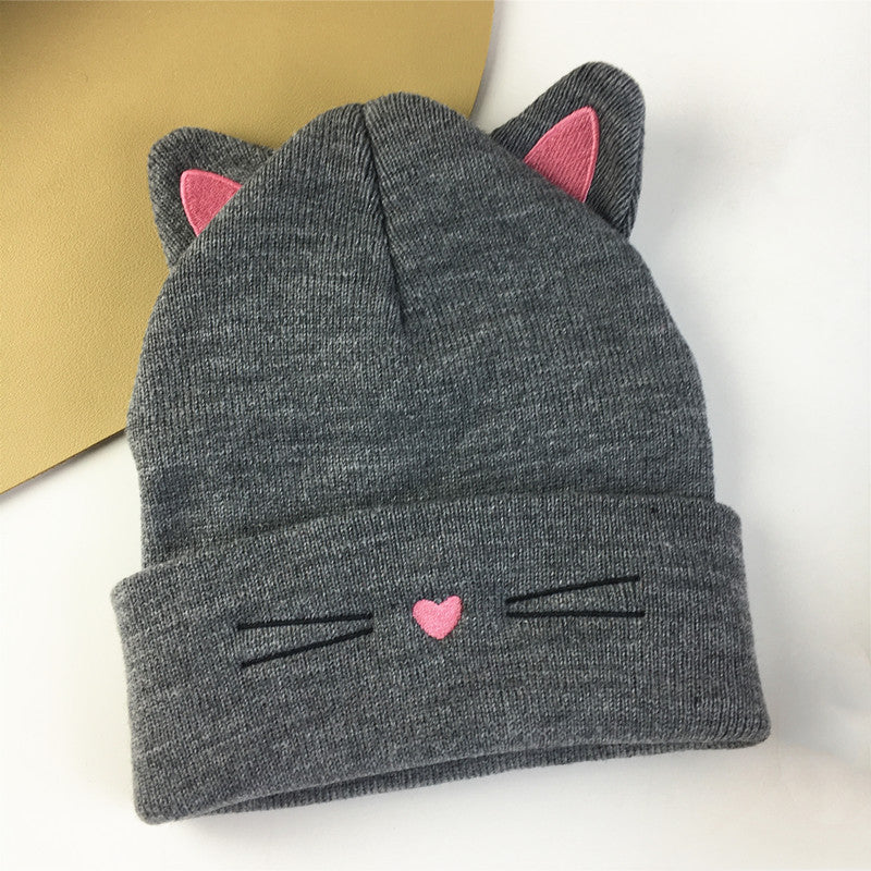 Cute Cat Ear Knitted Winter Hat