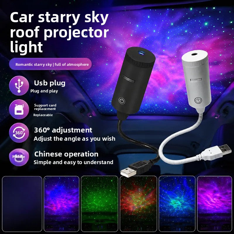 Starry Sky Car Ceiling Projector Light – USB Ambient Night Sky